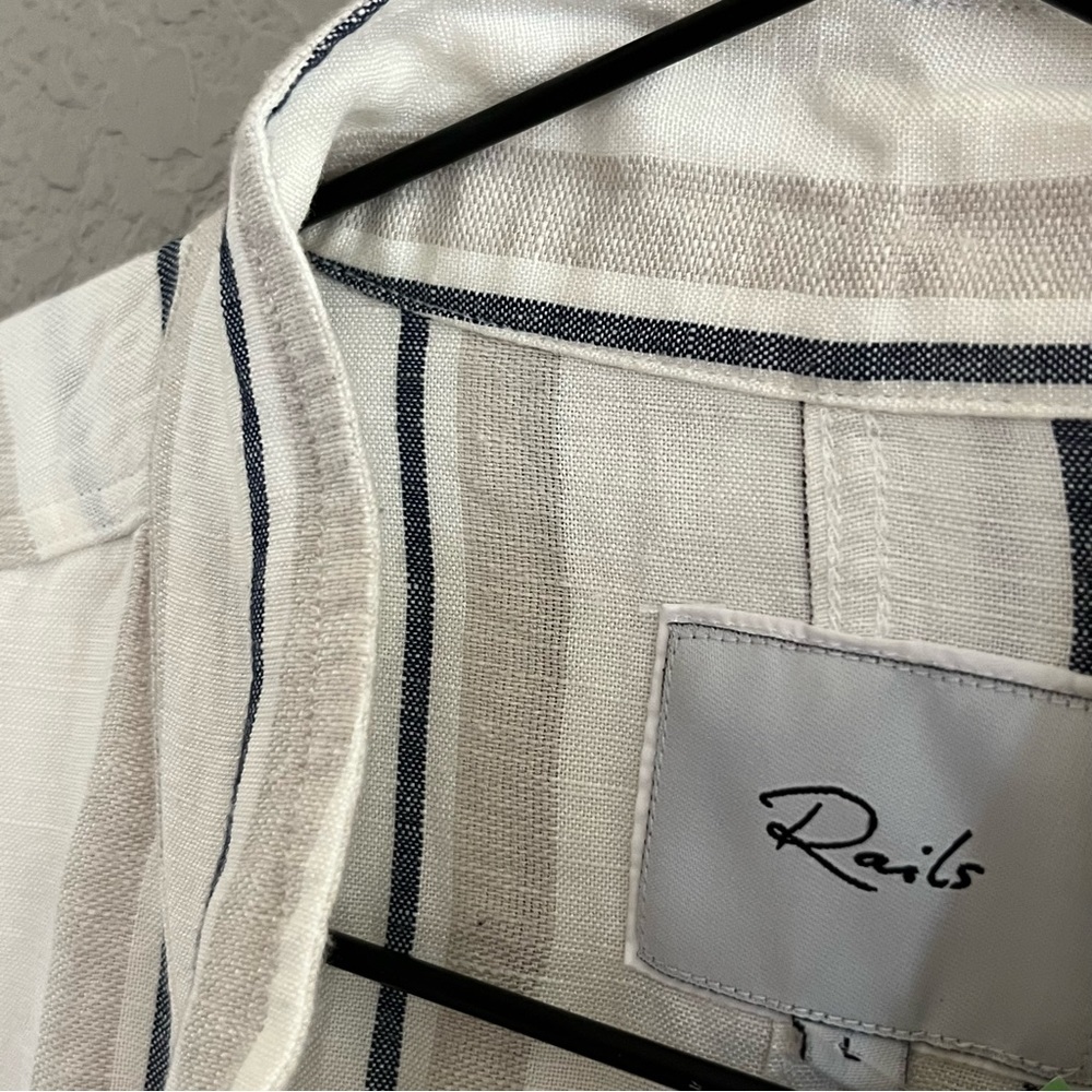 Rails Rowen Lightweight Linen Striped Jacket Sz L… - image 5